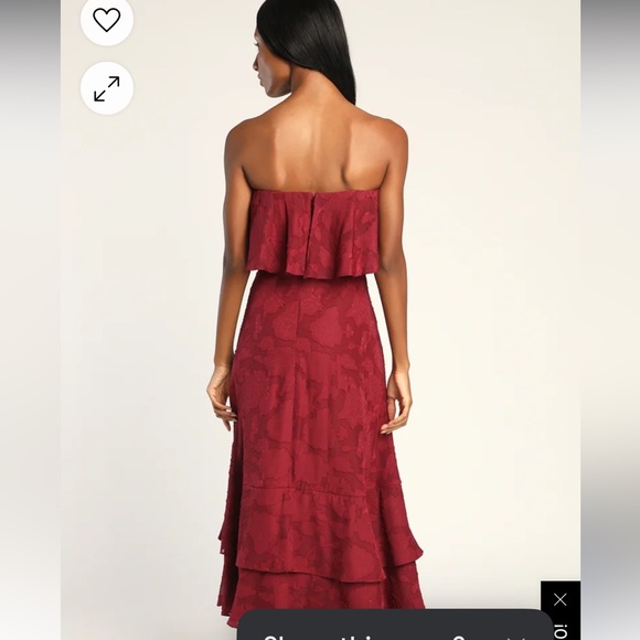 Lulus Love You So Dearly Burgundy Burnout Floral Strapless Midi Dress - Picture 3 of 7